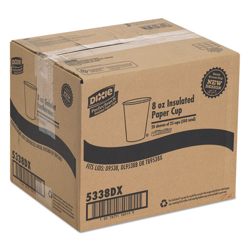 Image of PerfecTouch Paper Hot Cups, 8 oz, Coffee Haze Design, 25/Sleeve, 20 Sleeves/Carton