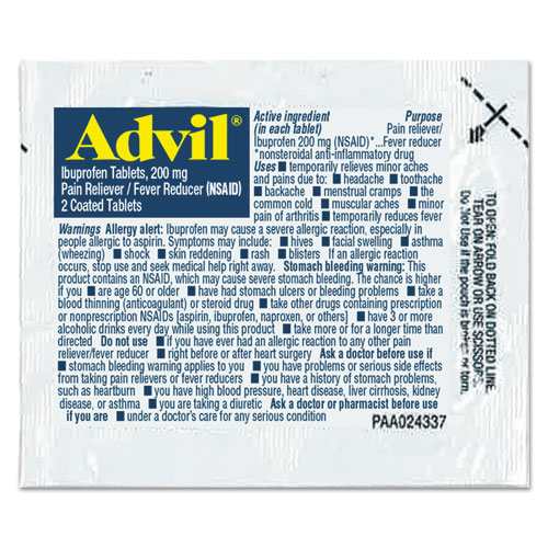 Image of Advil® Ibuprofen Tablets, 200Mg, Refill Pack, Two Tablets/Packet, 30 Packets/Box