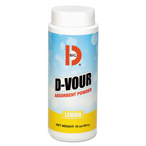 D-Vour Absorbent Powder, Lemon, 16 oz Canister, 6/Carton
