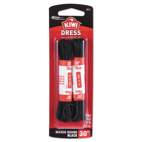 KIWI® Dress Laces, Waxed, Black, 30 in., Standard, 48/Carton