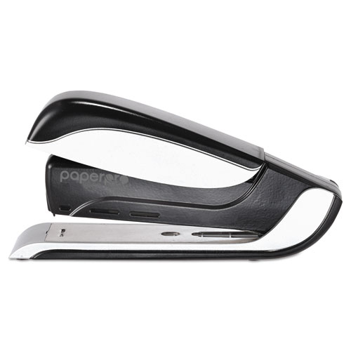 Image of Spring-Powered Premium Desktop Stapler, 25-Sheet Capacity, Black/Silver