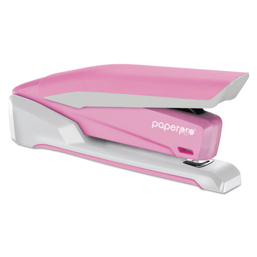 InCourage Spring-Powered Desktop Stapler, 20-Sheet Capacity, Pink/White