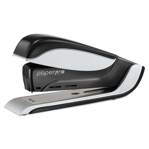 Spring-Powered Premium Desktop Stapler, 25-Sheet Capacity, Black/Silver | by Plexsupply