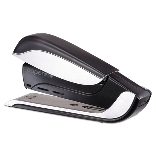 Image of Spring-Powered Premium Desktop Stapler, 25-Sheet Capacity, Black/Silver