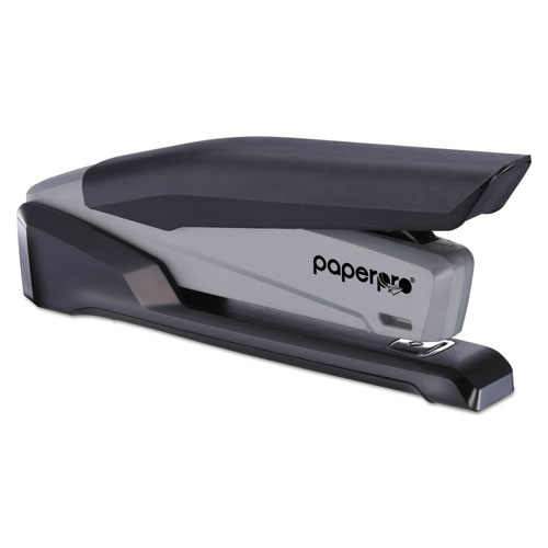 Image of EcoStapler Spring-Powered Desktop Stapler with Antimicrobial Protection, 20-Sheet Capacity, Gray/Black