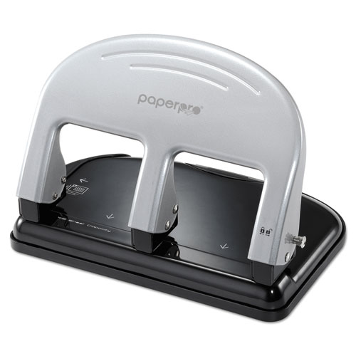 EZ SQUEEZE THREE-HOLE PUNCH, 40-SHEET CAPACITY, BLACK/SILVER