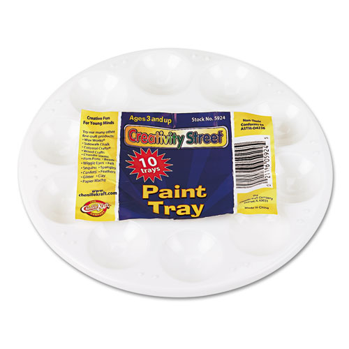Image of Creativity Street® Round Plastic Paint Trays For Classroom, White, 10/Pack