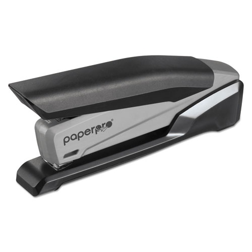Image of EcoStapler Spring-Powered Desktop Stapler with Antimicrobial Protection, 20-Sheet Capacity, Gray/Black