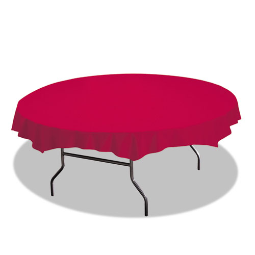Octy-Round Plastic Tablecover, 82" Diameter, Red, 12/carton