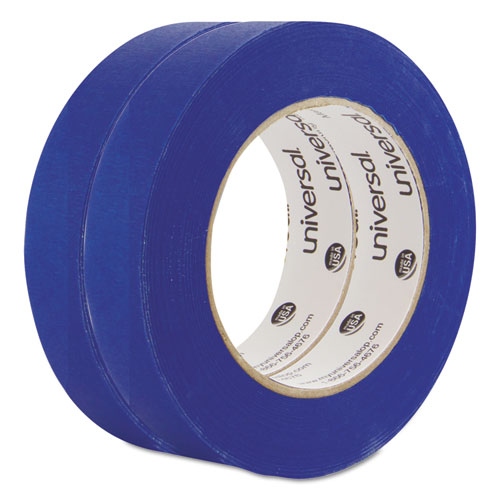 Universal® Premium Blue Masking Tape w/Bloc-it Technology, 24mm x 54.8m, Blue, 2/Pack