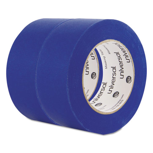 Universal® Premium Blue Masking Tape w/Bloc-it Technology, 48mm x 54.8m, Blue, 2/Pack