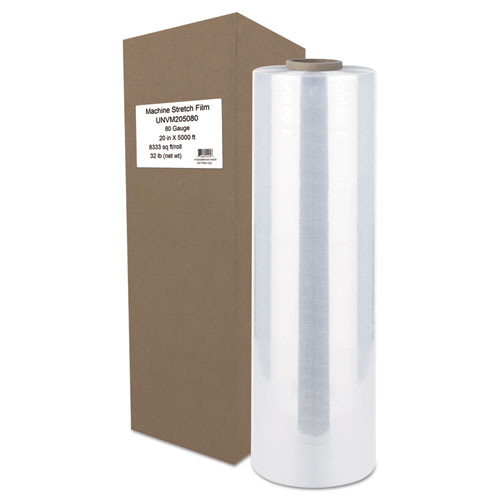 Image of Universal® Machine Stretch Film, 20" X 5,000 Ft, 20.3 Mic, (80-Gauge), Clear