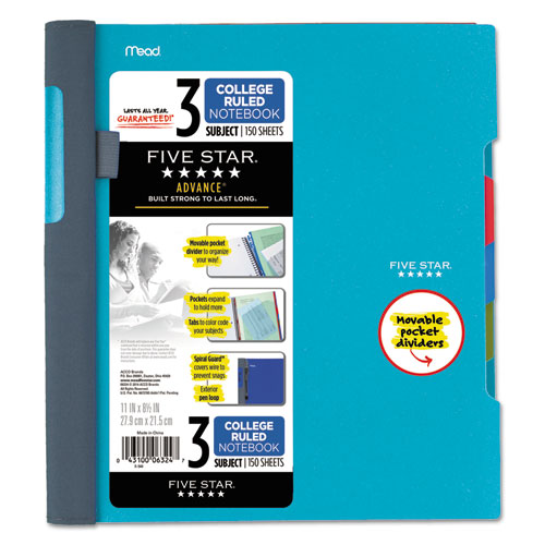 Image of Advance Wirebound Notebook, 3 Subject, Medium/College Rule, Randomly Assorted Covers, 11 x 8.5, 150 Sheets