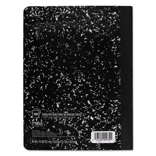 Square Deal Composition Book, Medium/College Rule, Black Cover, (100) 9.75 x 7.5 Sheets