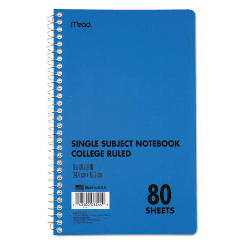 DURAPRESS COVER NOTEBOOK, 1 SUBJECT, MEDIUM/COLLEGE RULE, BLUE COVER, 9 X 6, 80 SHEETS
