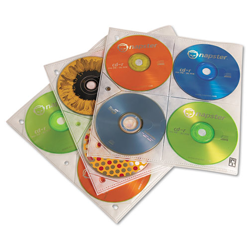 Two-Sided CD Storage Sleeves for Ring Binder, 8 Disc Capacity, Clear, 25 Sleeves