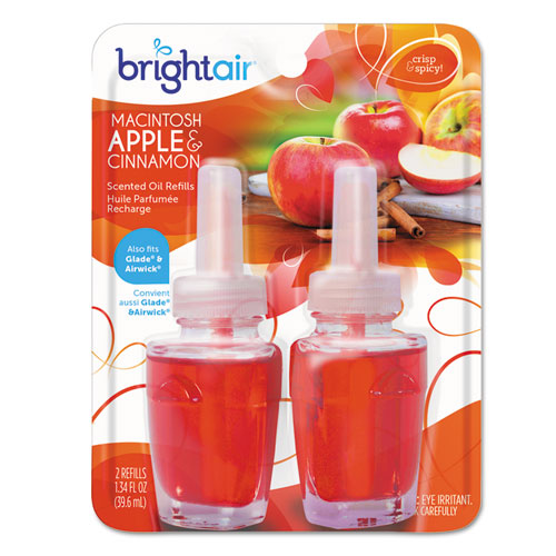 BRIGHT Air® Electric Scented Oil Air Freshener Refill, Macintosh Apple and Cinnamon, 2/Pack