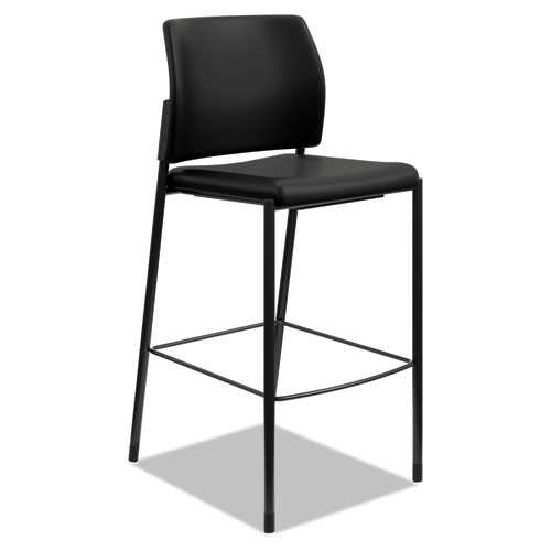Accommodate Series Cafe Stool, Supports Up to 300 lb, 30" Seat Height, Black Seat, Black Back, Black Base