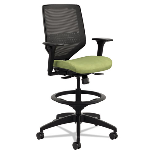 HON® Solve Series Mesh Back Task Stool, Supports Up to 300 lb, 23" to 33" Seat Height, Ink Seat/Back, Black Base