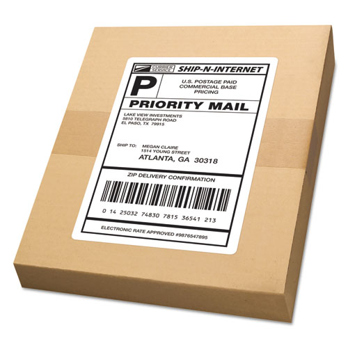 Image of Avery® White Shipping Labels-Bulk Packs, Inkjet/Laser Printers, 5.5 X 8.5, White, 2/Sheet, 250 Sheets/Box