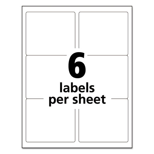 Image of Avery® White Shipping Labels-Bulk Packs, Inkjet/Laser Printers, 3.33 X 4, White, 6/Sheet, 250 Sheets/Box