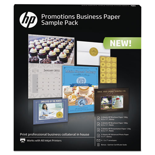 HP Business Promotions Sample Pack, Assorted Sizes, 16 Sheets, 4 Envelopes