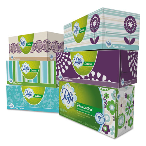 Plus Lotion Facial Tissue, 2-Ply, White, 124 Sheets/Box, 6 Boxes/Pack, 4 Packs/Carton