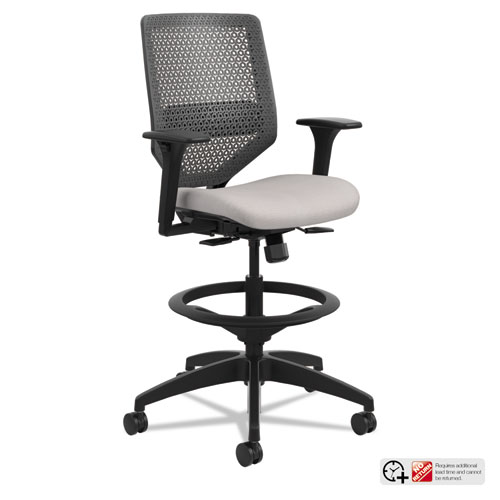 SOLVE SERIES REACTIV BACK TASK STOOL, 33" SEAT HEIGHT, SUPPORTS UP TO 300 LBS., STERLING SEAT/CHARCOAL BACK, BLACK BASE