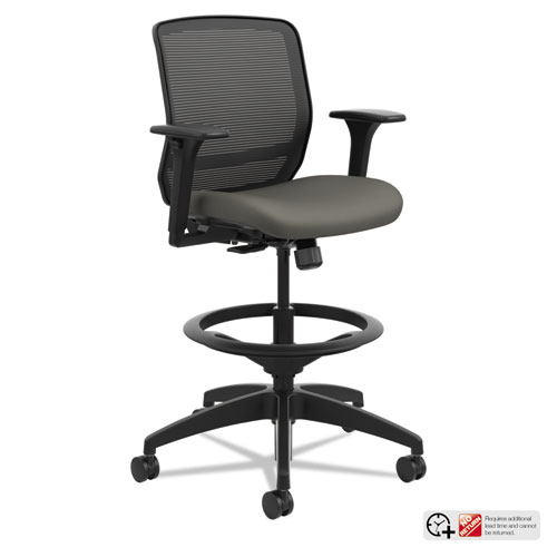 QUOTIENT SERIES MESH MID-BACK TASK STOOL, 33" SEAT HEIGHT, SUPPORTS UP TO 300 LBS., IRON ORE SEAT/BLACK BACK, BLACK BASE