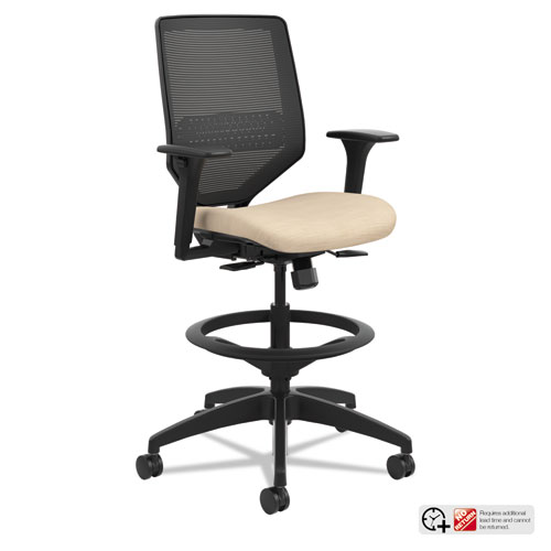 SOLVE SERIES MESH BACK TASK STOOL, SUPPORTS UP TO 300 LBS., PUTTY SEAT, PUTTY BACK, BLACK BASE