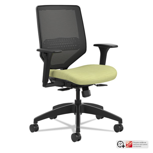 SOLVE SERIES MESH BACK TASK CHAIR, SUPPORTS UP TO 300 LBS., MEADOW SEAT, BLACK BACK, BLACK BASE