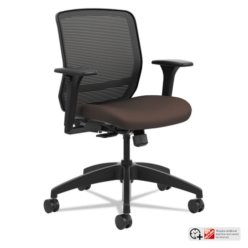 QUOTIENT SERIES MESH MID-BACK TASK CHAIR, SUPPORTS UP TO 300 LBS., ESPRESSO SEAT/BLACK BACK, BLACK BASE