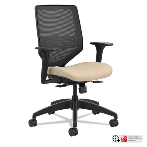 SOLVE SERIES MESH BACK TASK CHAIR, SUPPORTS UP TO 300 LBS., PUTTY SEAT, BLACK BACK, BLACK BASE