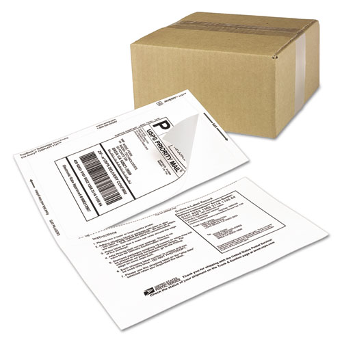 Image of Shipping Labels with Paper Receipt and TrueBlock Technology, Inkjet/Laser Printers, 5.06 x 7.63, White, 50/Pack