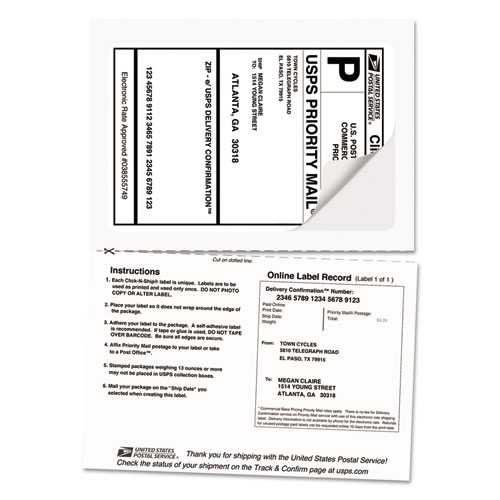 Image of Avery® Shipping Labels With Paper Receipt And Trueblock Technology, Inkjet/Laser Printers, 5.06 X 7.63, White, 50/Pack