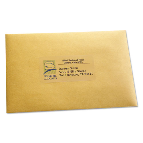 Matte Clear Easy Peel Mailing Labels w/ Sure Feed Technology, Inkjet Printers, 2 x 4, Clear, 10/Sheet, 25 Sheets/Pack