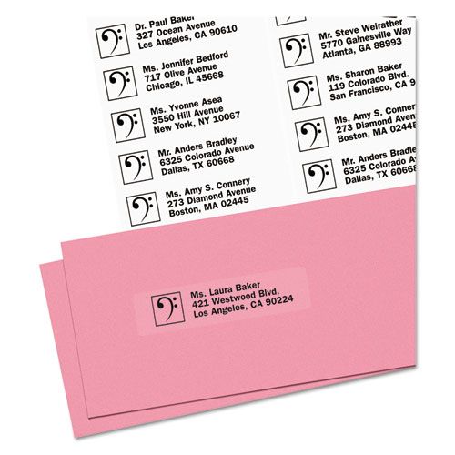 Matte Clear Easy Peel Mailing Labels w/ Sure Feed Technology, Laser Printers, 1 x 4, Clear, 20/Sheet, 50 Sheets/Box