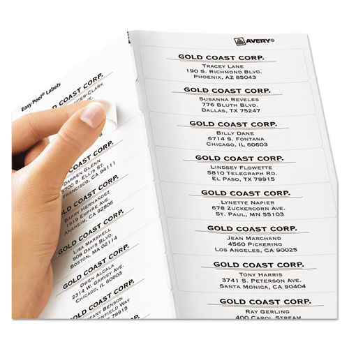 Image of Matte Clear Easy Peel Mailing Labels w/ Sure Feed Technology, Laser Printers, 1 x 4, Clear, 20/Sheet, 50 Sheets/Box