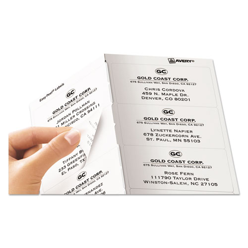 Image of Matte Clear Easy Peel Mailing Labels w/ Sure Feed Technology, Laser Printers, 2 x 4, Clear, 10/Sheet, 50 Sheets/Box