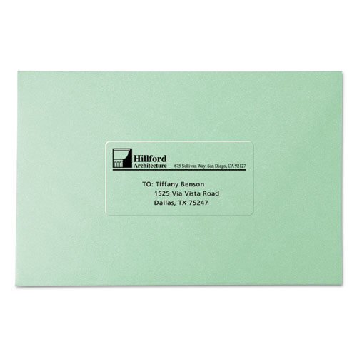 Matte Clear Easy Peel Mailing Labels w/ Sure Feed Technology, Laser Printers, 2 x 4, Clear, 10/Sheet, 50 Sheets/Box
