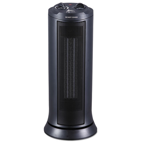 Mini Tower Ceramic Heater, 7 3/8w x 7 3/8d x 17 3/8h, Black
