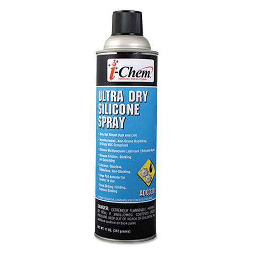 i-Chem® Ultra Dry Silicone Spray, 11 oz Aerosol Can, 12/Carton