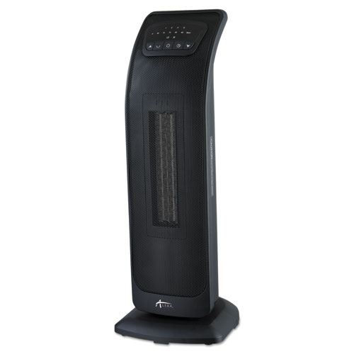 Alera® Tower Ceramic Heater with Remote Control, 9 1/8"w x 8 3/8"d x 23"h, Black
