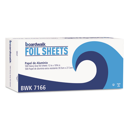 Boardwalk® Pop-Up Aluminum Foil Wrap Sheets, Heavy Duty, 12 x 10 3/4, Silver, 500/Box