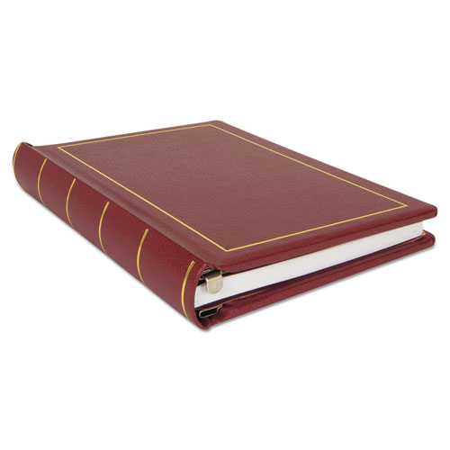 Looseleaf Minute Book, Red Leather-Like Cover, 250 Unruled Pages, 8 1/2 x 11