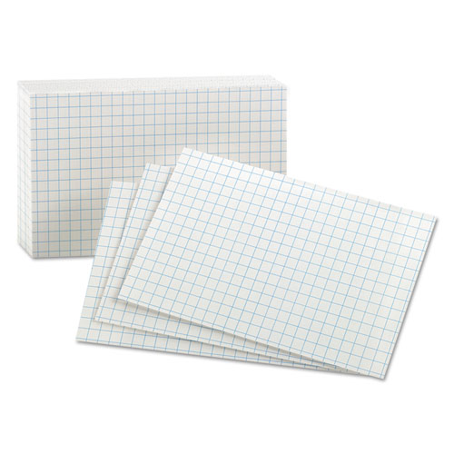 Grid Index Cards, 3 x 5, White, 100/Pack