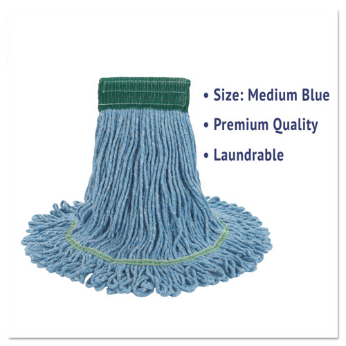 Image of Boardwalk® Super Loop Wet Mop Head, Cotton/Synthetic Fiber, 5" Headband, Medium Size, Blue, 12/Carton
