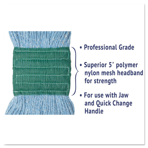 Image of Super Loop Wet Mop Head, Cotton/Synthetic Fiber, 5" Headband, Medium Size, Blue