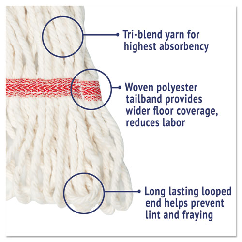 Image of Boardwalk® Super Loop Wet Mop Head, Cotton/Synthetic Fiber, 5" Headband, Large Size, White