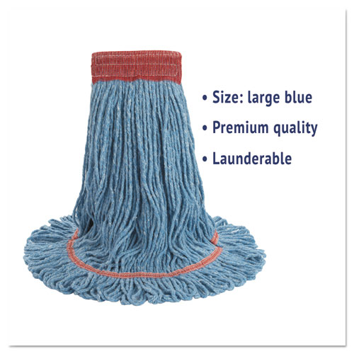 Image of Super Loop Wet Mop Head, Cotton/Synthetic Fiber, 5" Headband, Large Size, Blue